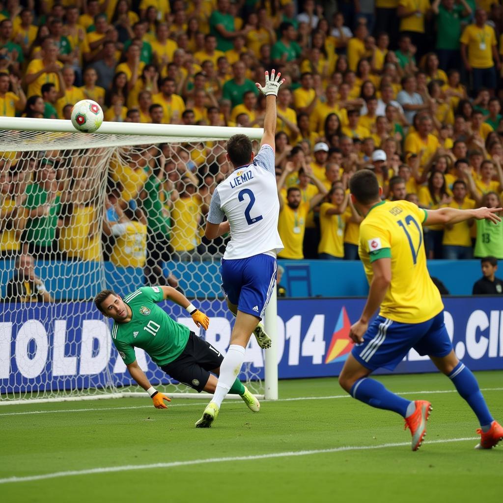 David Luiz ghi bàn từ cú sút phạt tại World Cup 2014