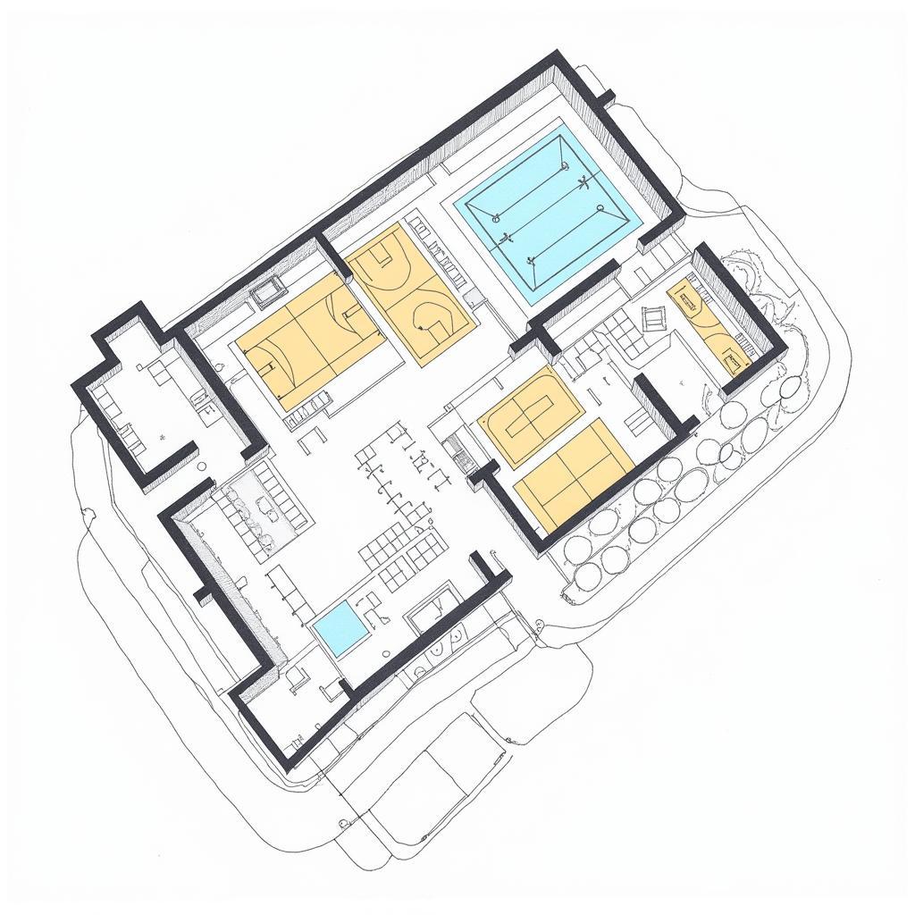 Bản vẽ CAD mặt bằng nhà thể dục thể thao hiện đại