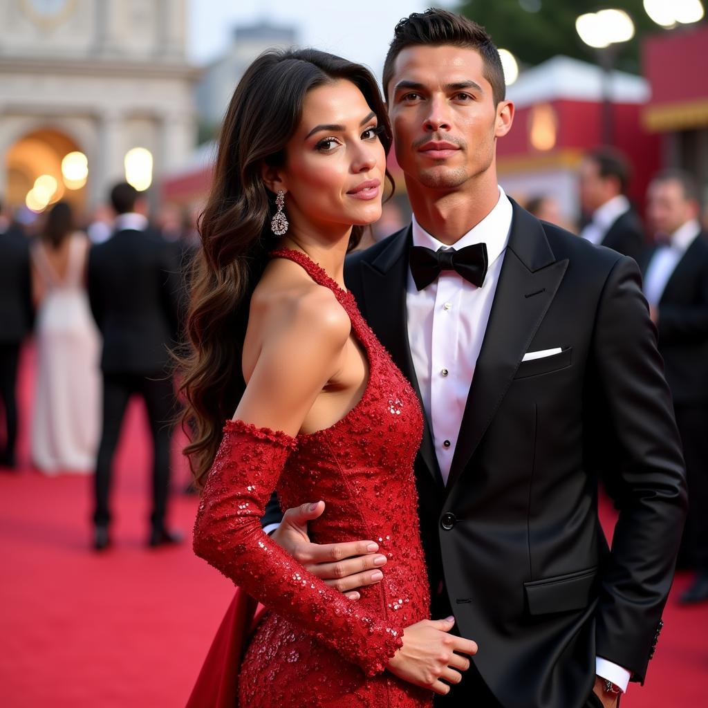 Georgina Rodriguez, bạn gái của Cristiano Ronaldo, rạng rỡ trên thảm đỏ.