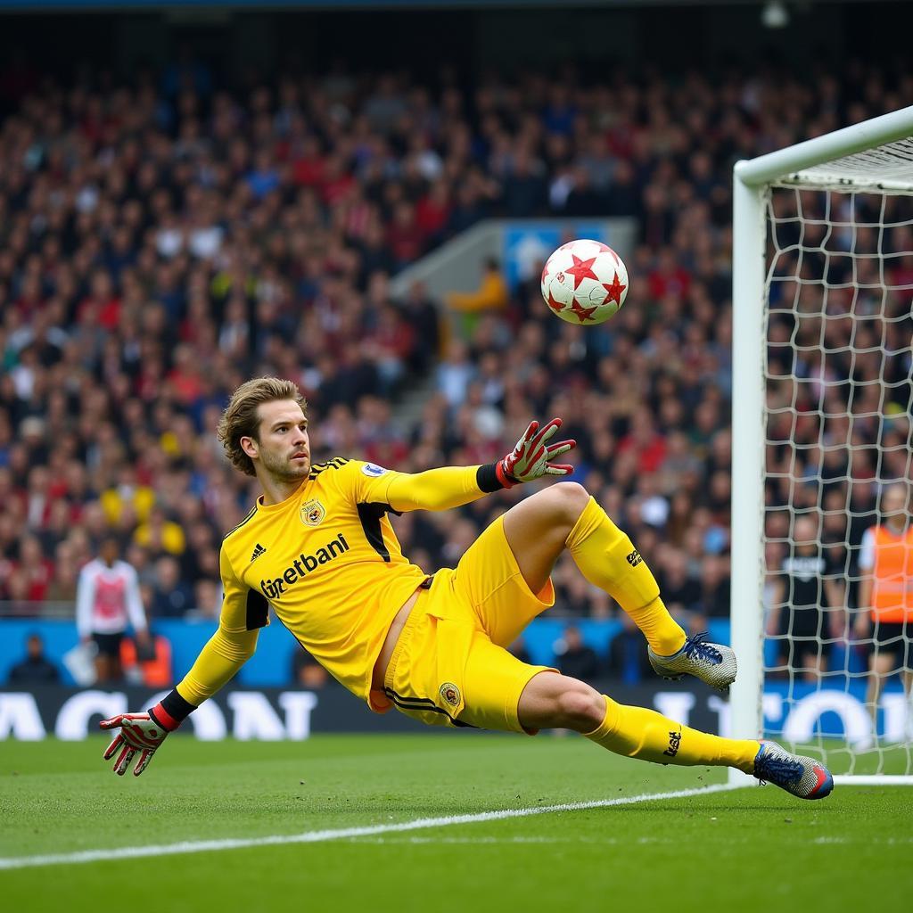 Jens Lehmann cản phá penalty trong trận đấu với Villarreal