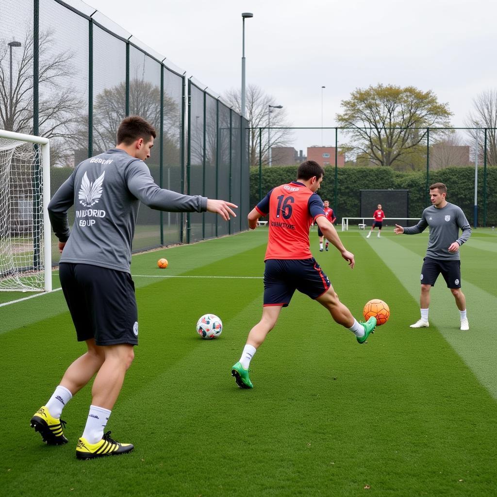 Robert Lewandowski luyện tập đá penalty