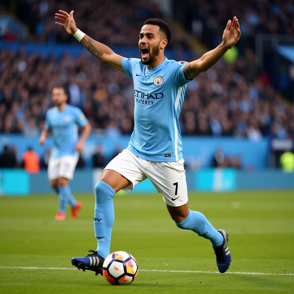 Riyad Mahrez trong màu áo Manchester City