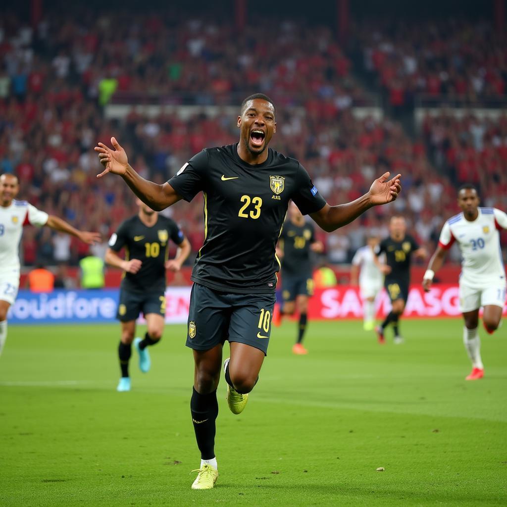 Mbappe ăn mừng bàn thắng tại World Cup 2018