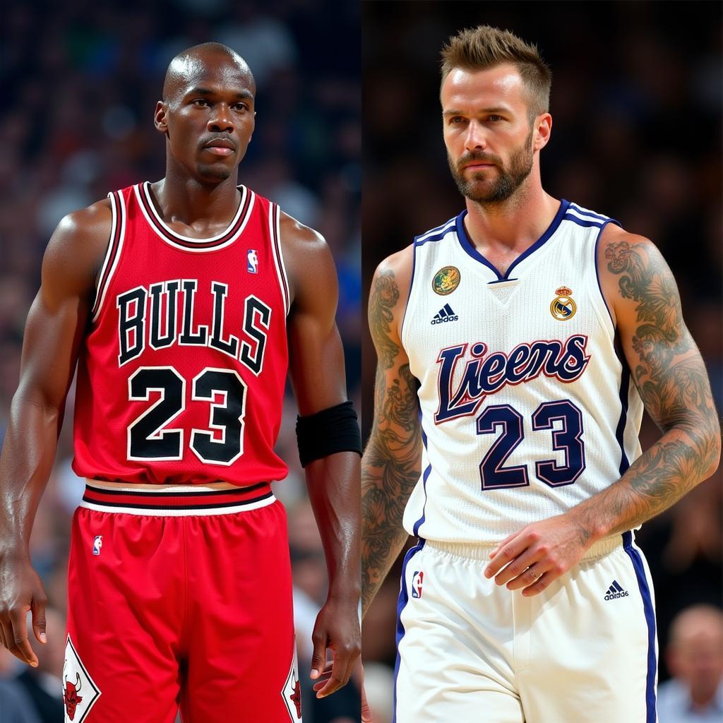 Michael Jordan và David Beckham với áo số 23