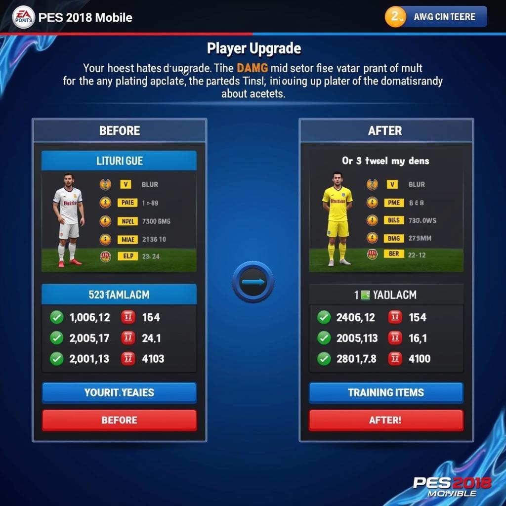 Nâng cấp cầu thủ trong PES 2018 Mobile