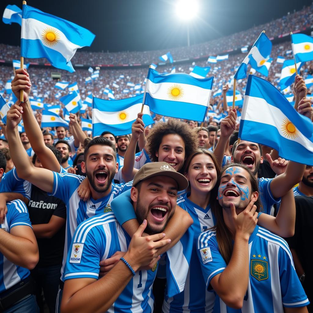 Argentine fans celebrating a victory