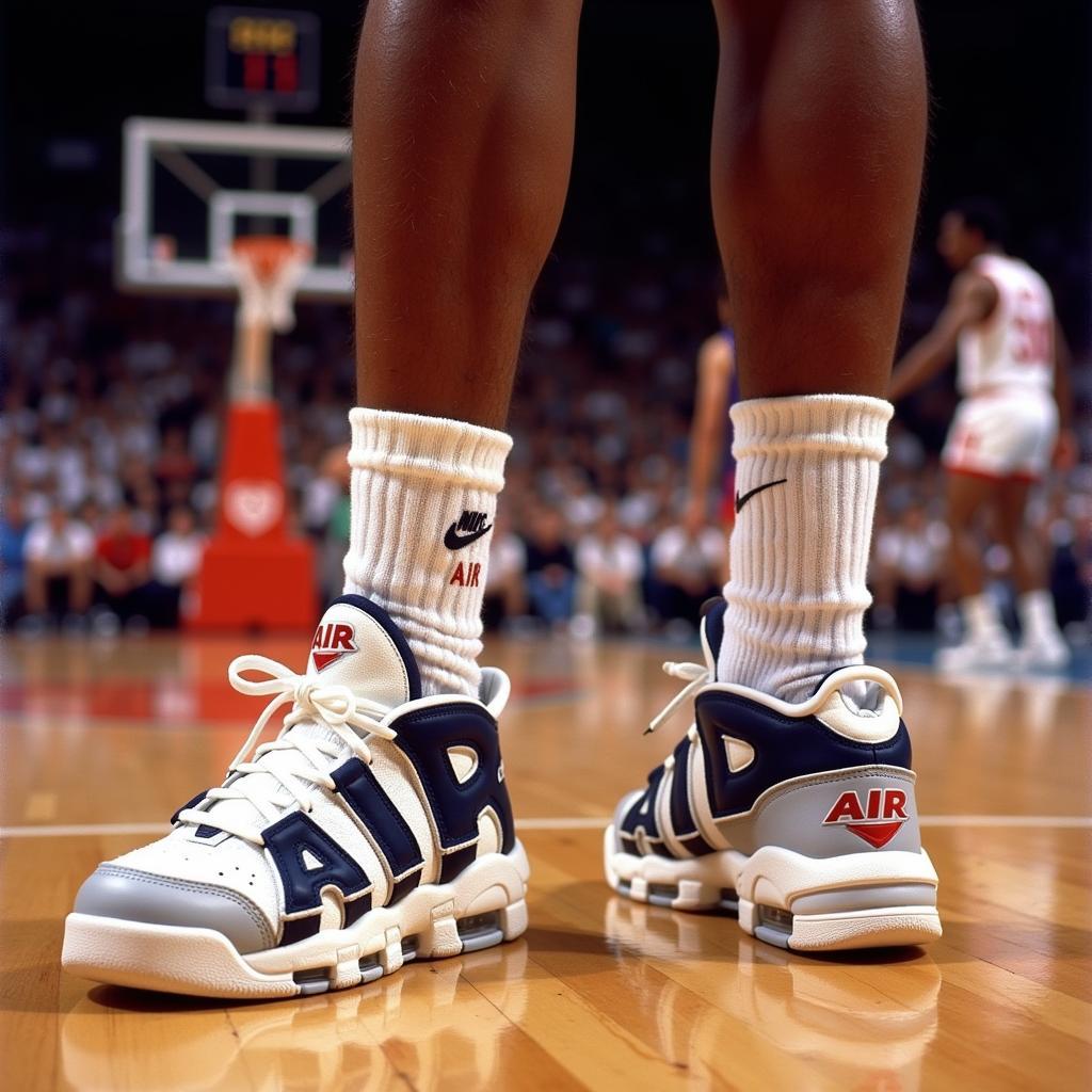 Scottie Pippen mang Nike Air More Uptempo tại Olympics 1996