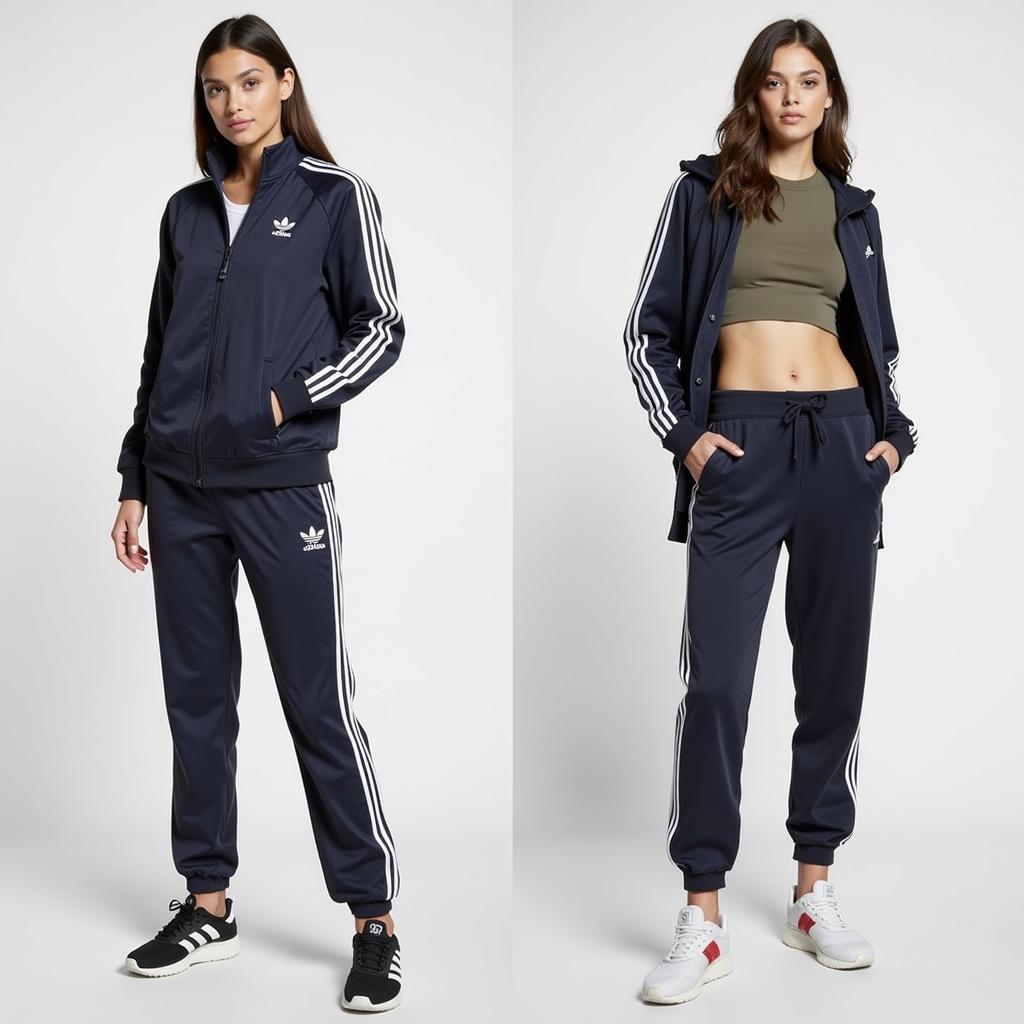 Phối đồ với quần thể thao Adidas nữ 3 sọc theo phong cách thể thao và đường phố.