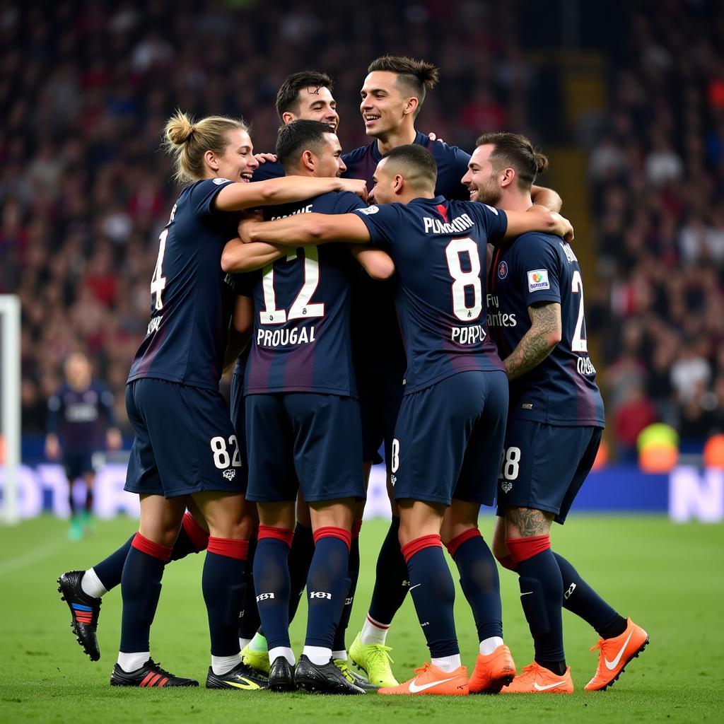 PSG cầu thủ ăn mừng chiến thắng