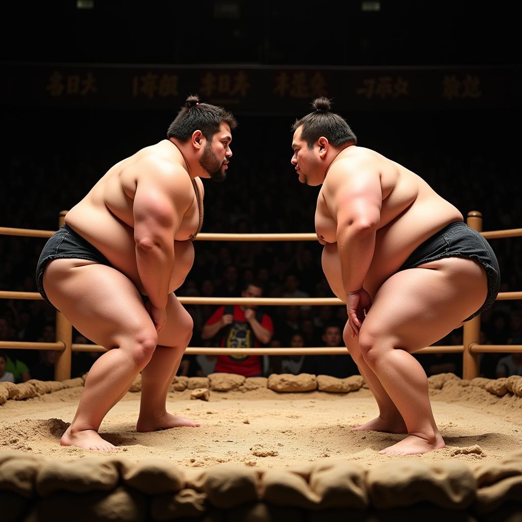 Đô vật Sumo đang thi đấu