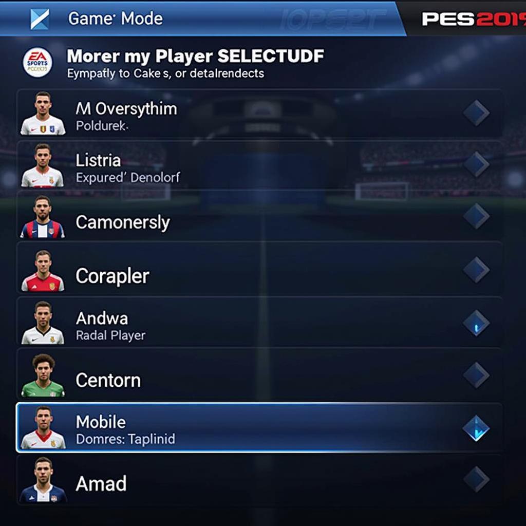 Menu chính PES 2017