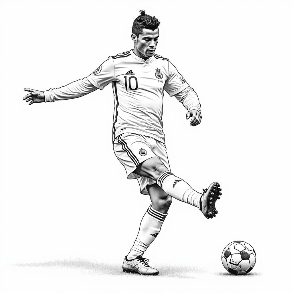 Tô màu Ronaldo tung cú sút phạt