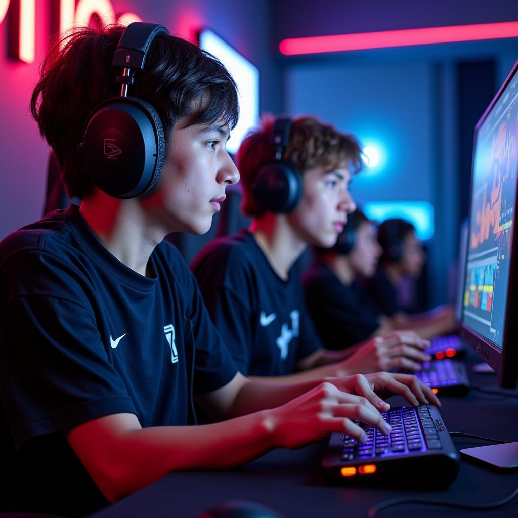 Vận động viên esport đang luyện tập