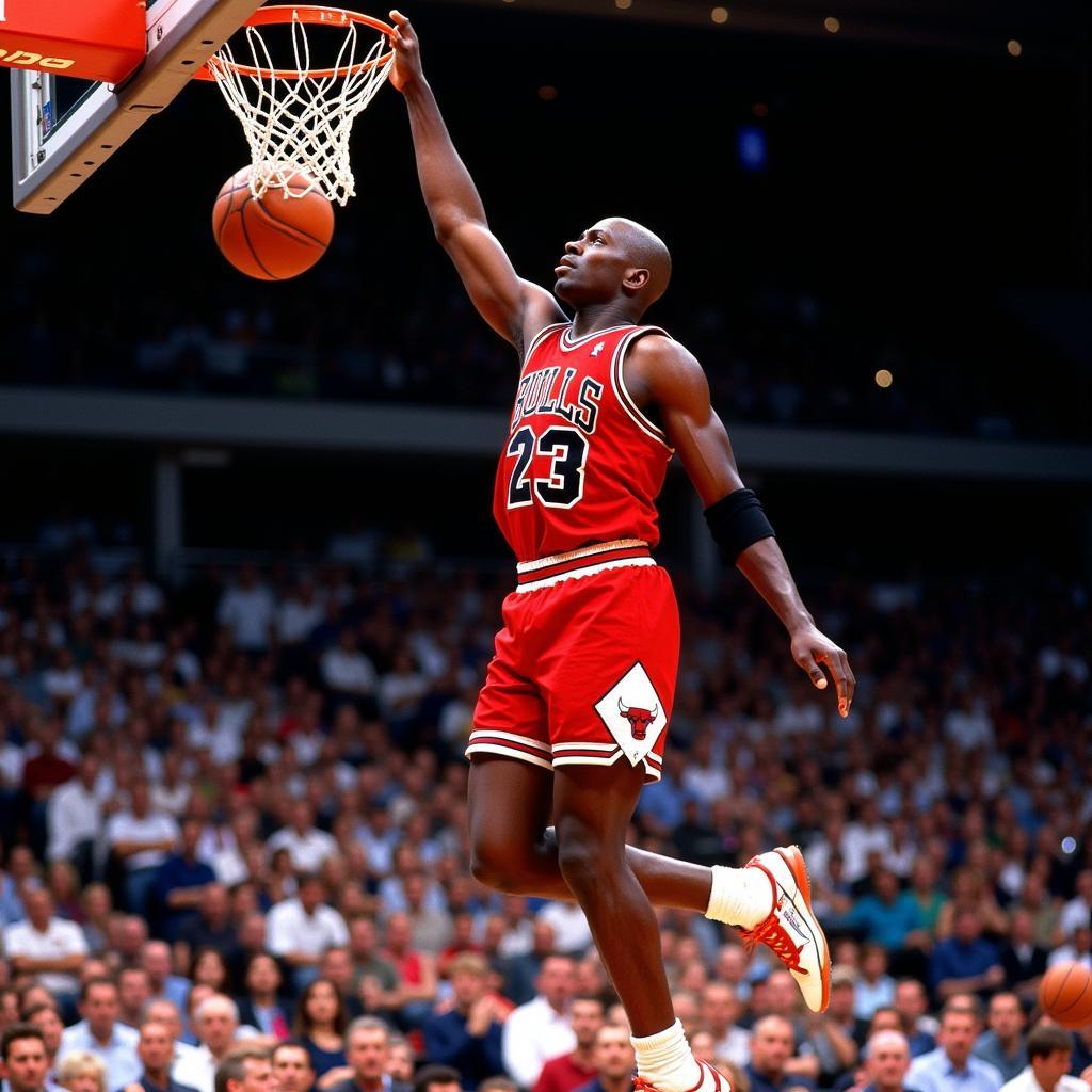 Huyền Thoại Bóng Rổ Michael Jordan Trong Một Pha Bóng Đẹp Mắt