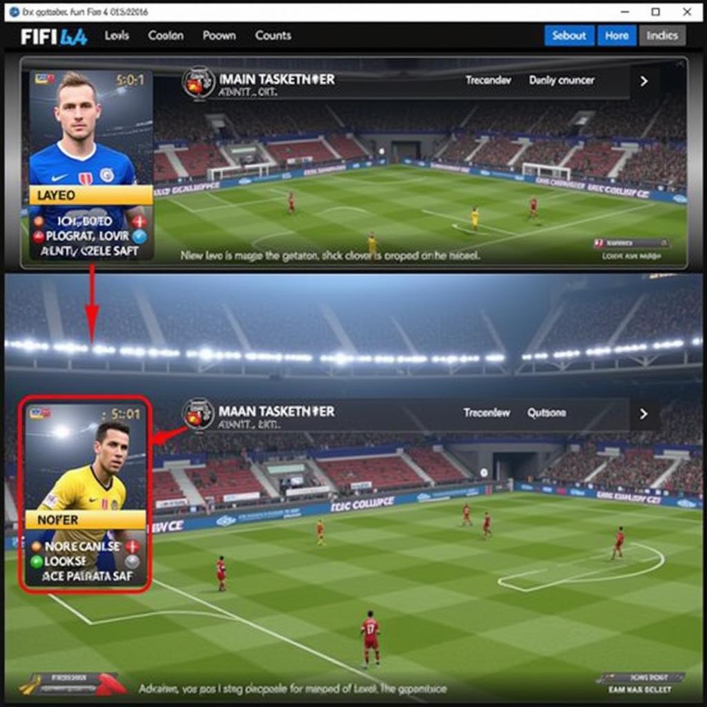 Xem cấp độ cầu thủ trong đội hình FIFA 4