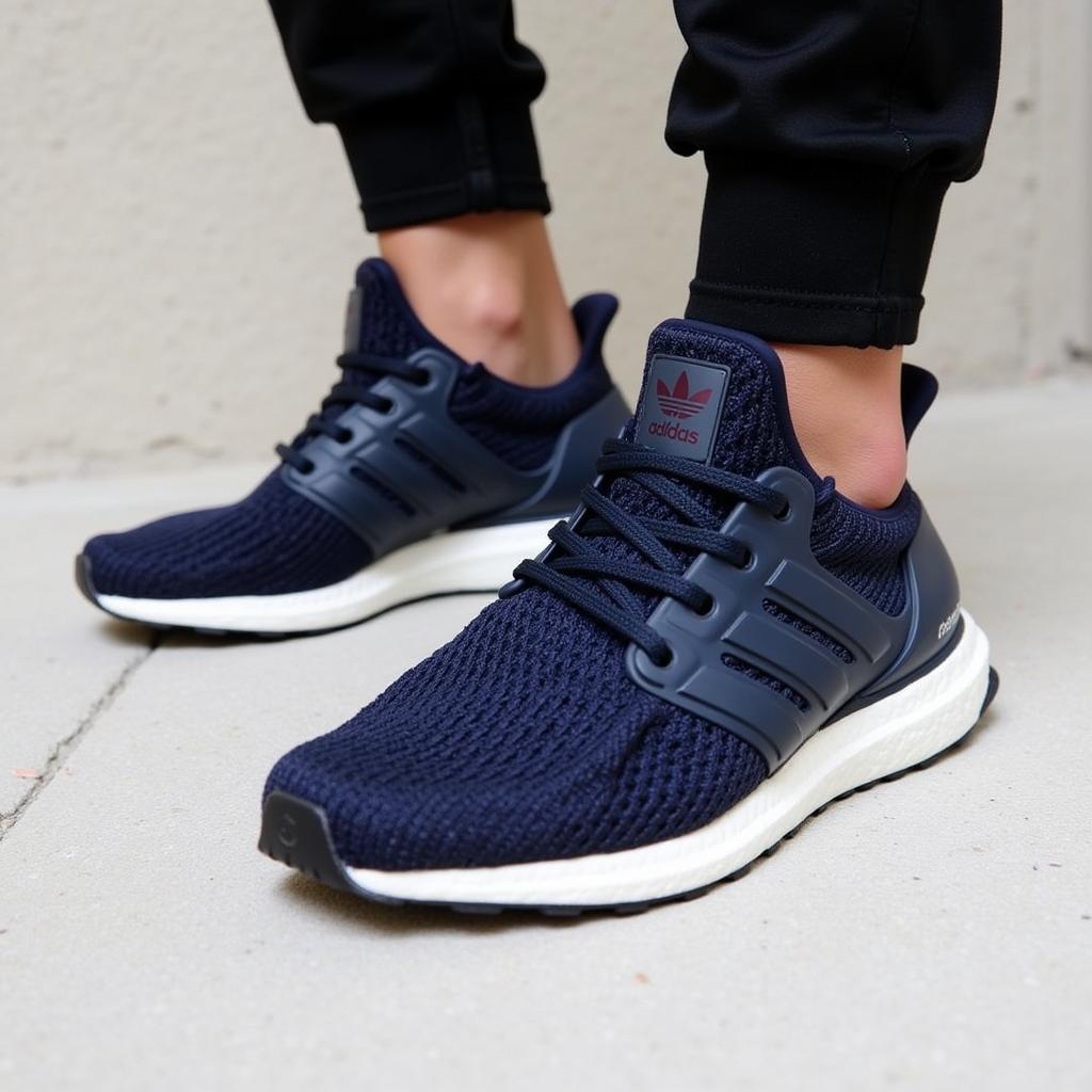 Giày Adidas Ultraboost BB7801 Navy trên chân