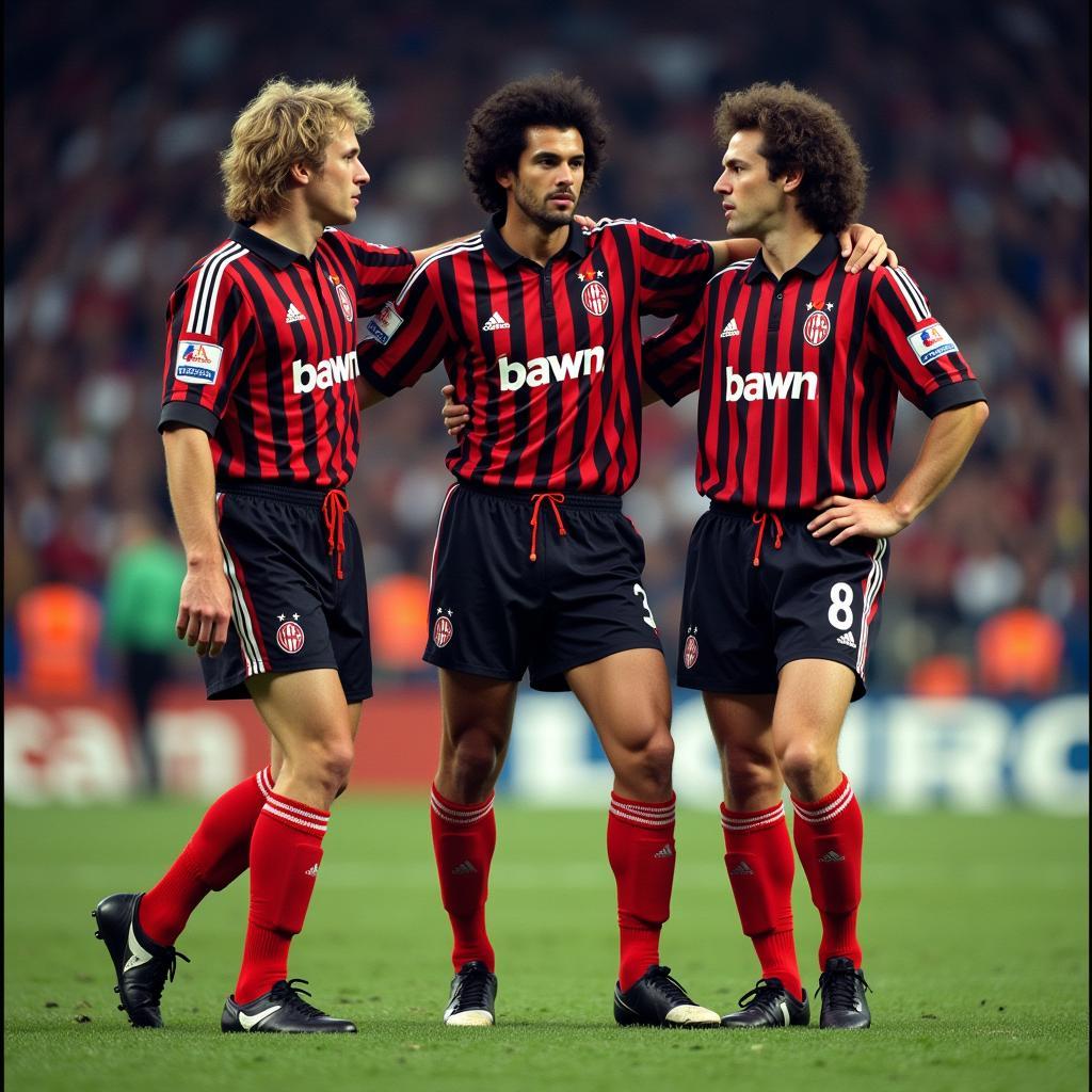 Bộ ba Hà Lan lừng danh tại AC Milan: Van Basten, Gullit và Rijkaard.