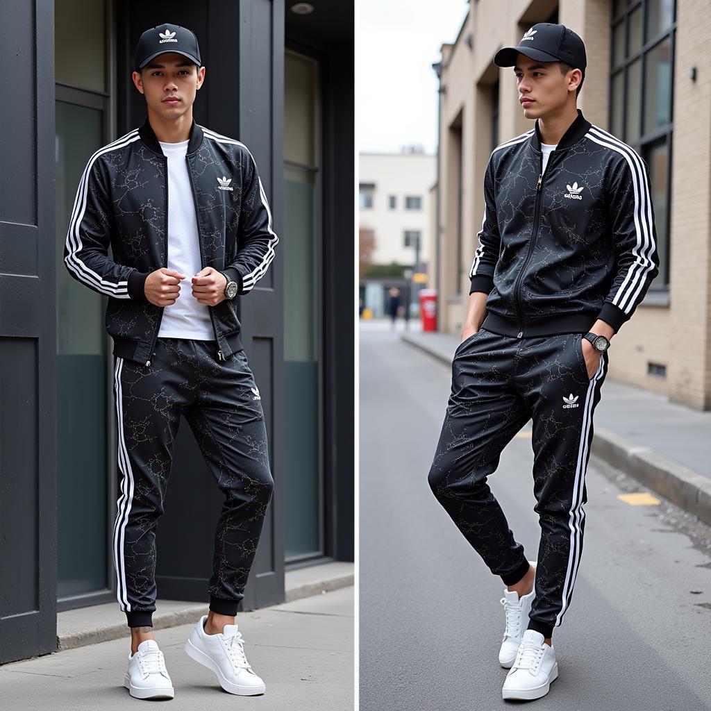 Bộ thể thao nam Adidas vân đá: Phong cách thời trang