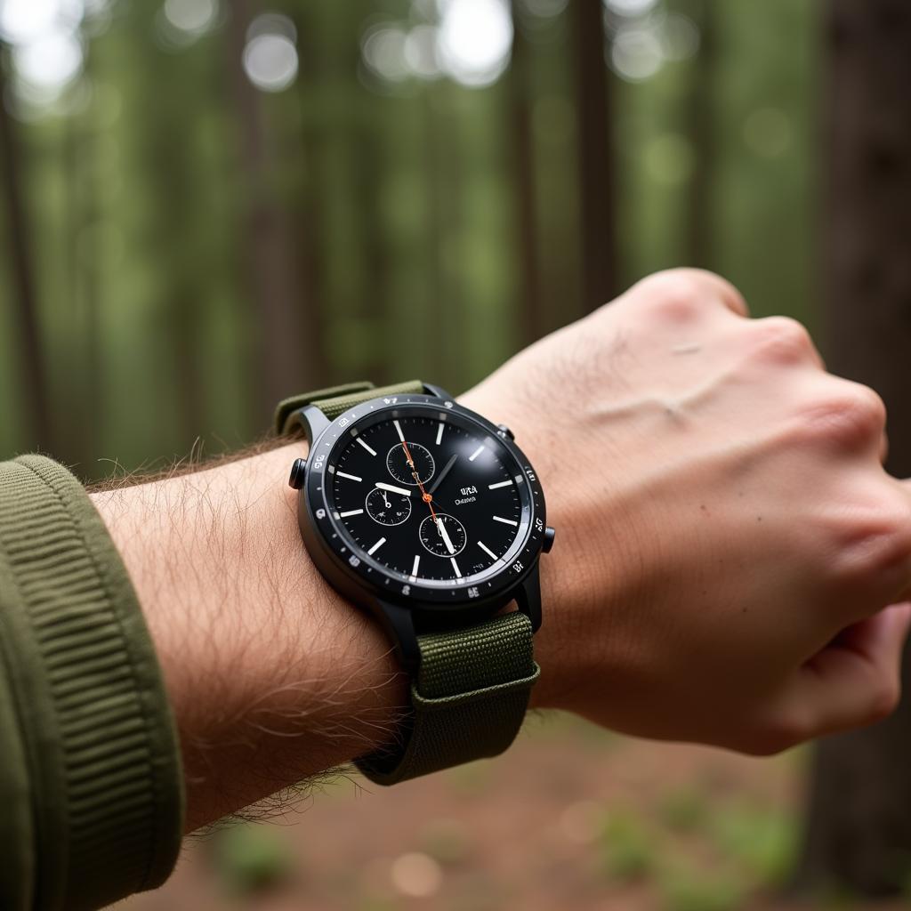 Dây đeo thể thao Galaxy Watch 46mm nylon màu xanh quân đội