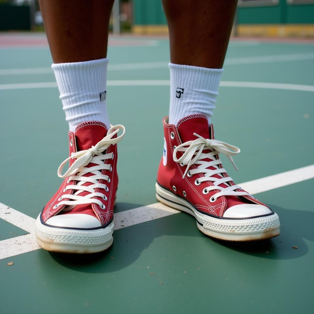 Converse shoes on the basketball court