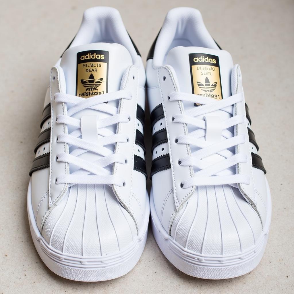 Giày thể thao Adidas Superstar với họa tiết ngôi sao ba sọc