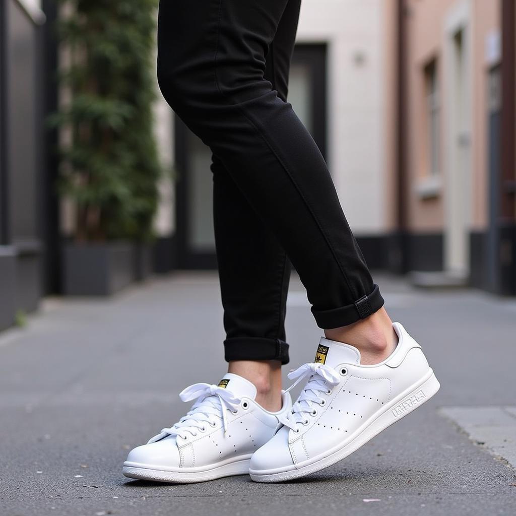 Hình ảnh giày thể thao nam Adidas Stan Smith phối đồ thời trang