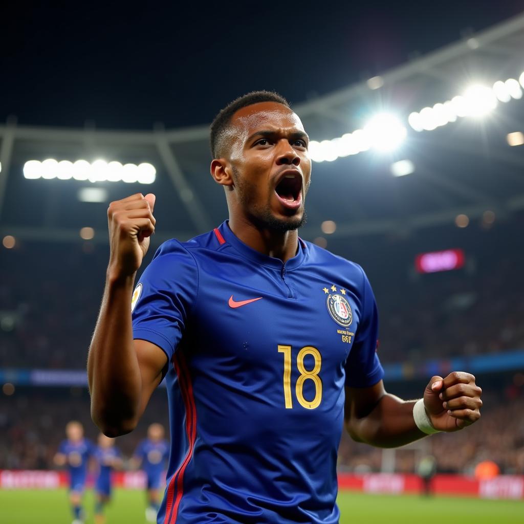 Mbappé ăn mừng bàn thắng tại World Cup