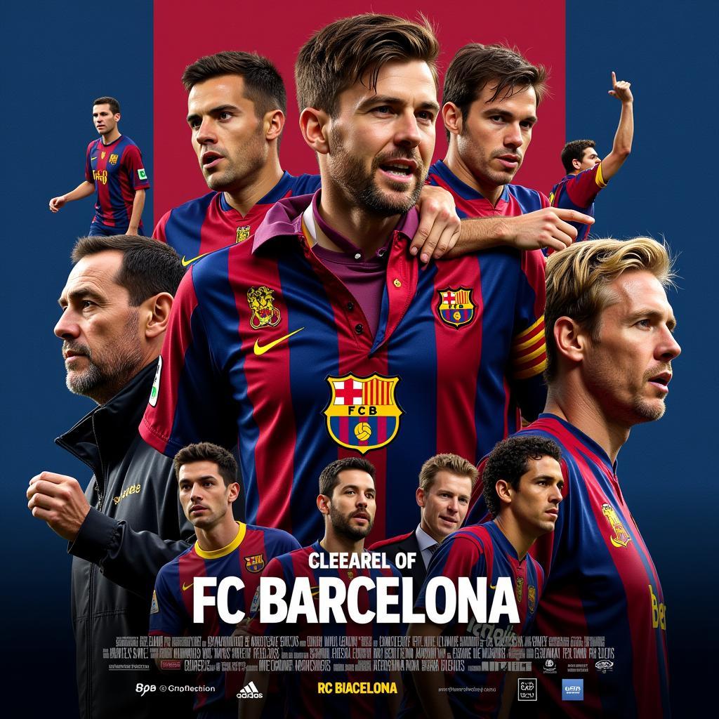 Phim Về Barca: Áp phích của một bộ phim tài liệu về Barca, với hình ảnh các cầu thủ và huấn luyện viên