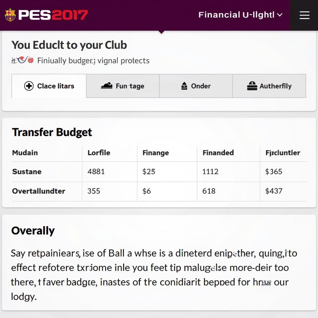 Quản lý ngân sách chuyển nhượng trong PES 2017