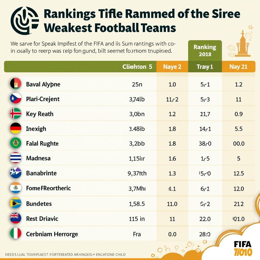 Bảng Xếp Hạng FIFA của Các Đội Tuyển Yếu Nhất