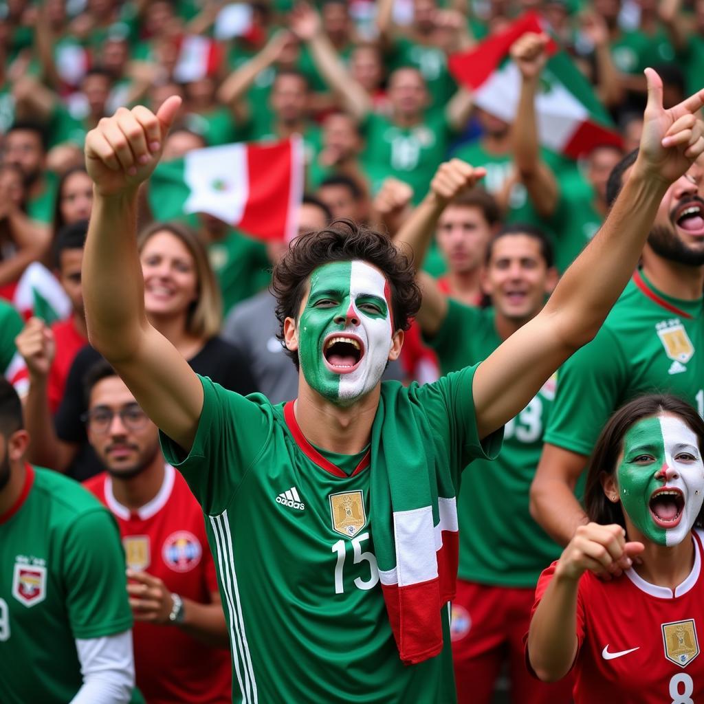 Mexican fans cheering during the 2018 World Cup