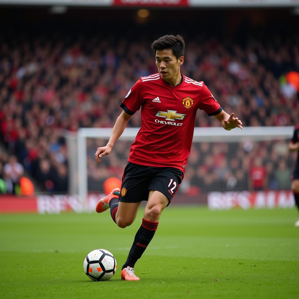 Park Ji Sung trong màu áo Manchester United